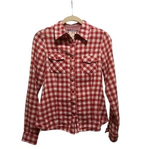 👩 Tommy Girl 👩 Red & White Plaid Western Shirt